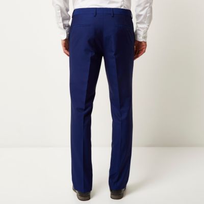 Bright blue slim suit trousers
